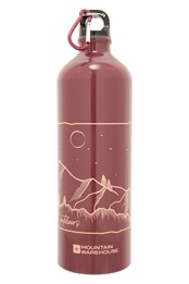 1L Printed Metallic Water Bottle With Karabiner Dusky Wine