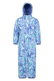 Cloud Printed Kids All in One Snowsuit Bright Blue