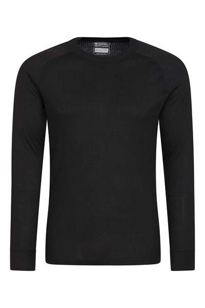 Talus Mens Long Sleeved Round Neck Top - Black