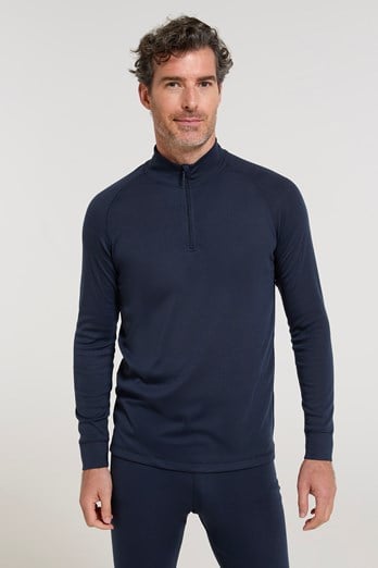 Talus Mens Long Sleeved Zip Neck Top Navy