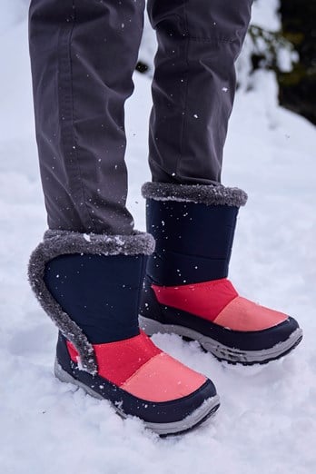 Caribou Kids Faux Fur Trim Adaptive Snow Boots Bright Pink