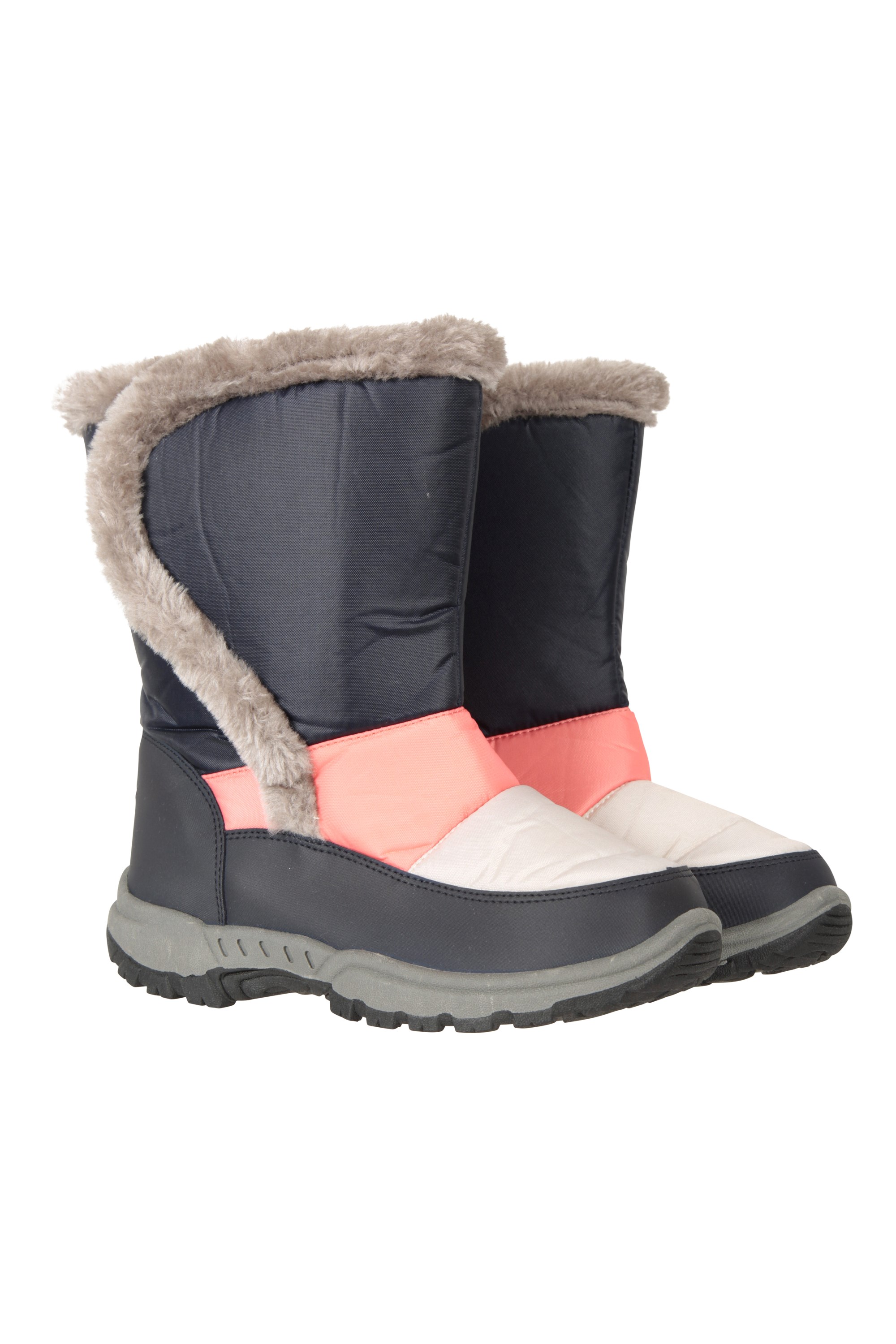 Caribou Kids Faux Fur Trim Adaptive Snow Boots - Dark Blue