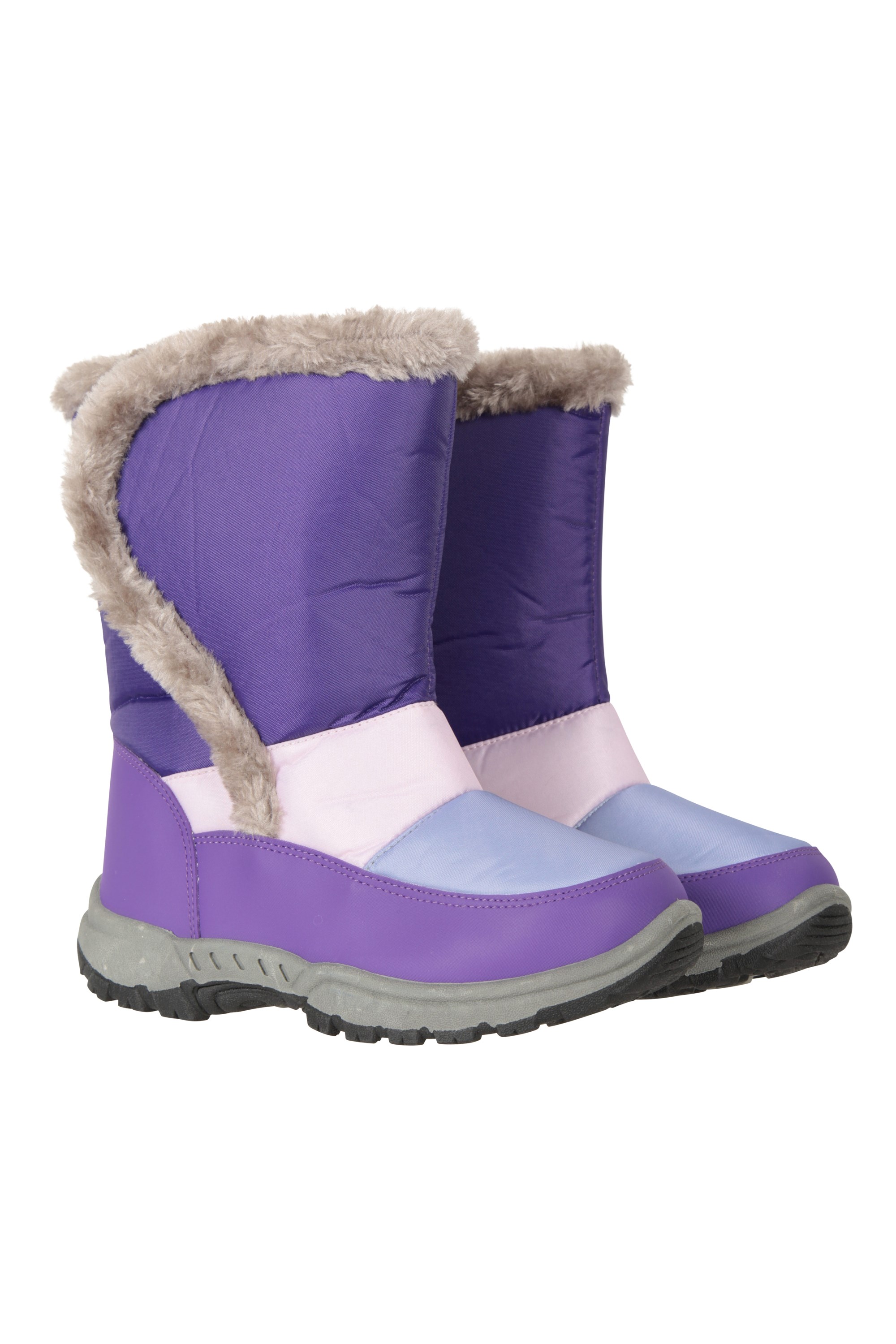 Caribou Kids Faux Fur Trim Adaptive Snow Boots - Purple