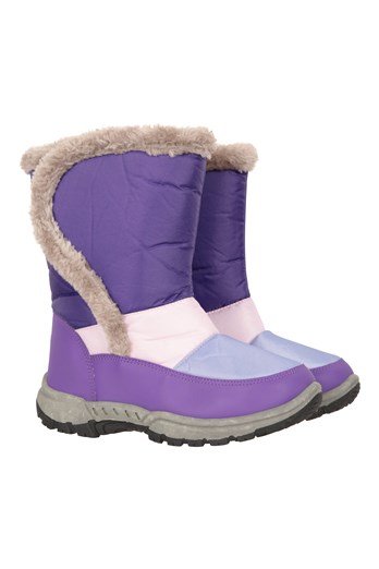 Caribou Kids Faux Fur Trim Adaptive Snow Boots Lilac