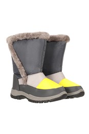 Caribou Kids Faux Fur Trim Adaptive Snow Boots Yellow
