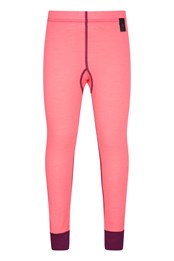 Merino Kids Base Layer Thermal Pants Bright Pink