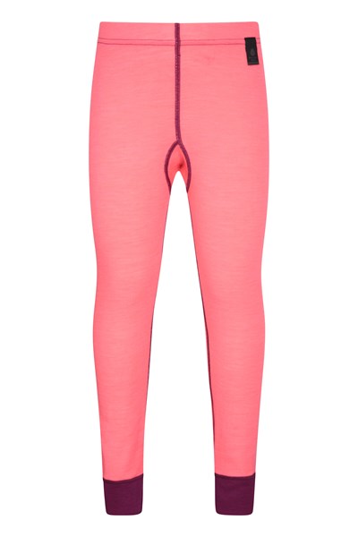 Merino Kids Base Layer Thermal Pants - Pink