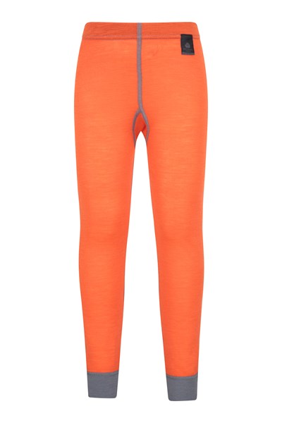 Merino Kids Base Layer Thermal Pants - Orange