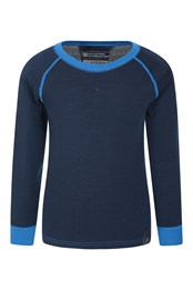 Merino – dziecięcy top z okrągłym dekoltem Niebieski