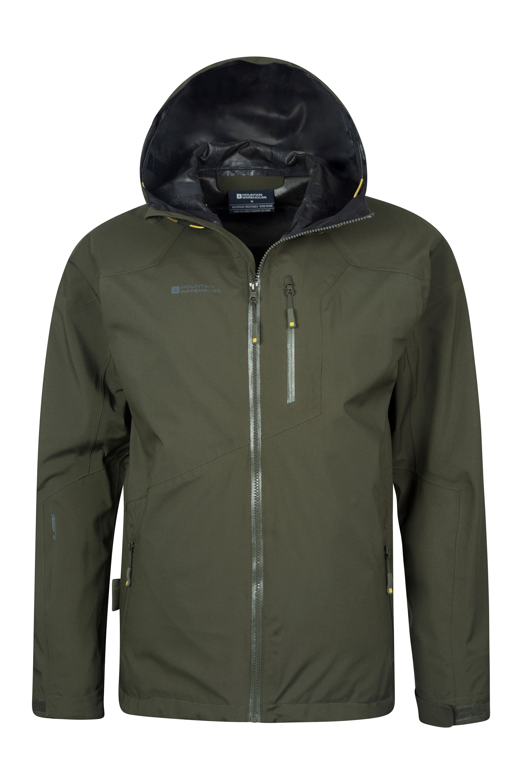 Travelling Security Pockets for Adjustable Hood & Hem Raincoat Mountain Warehouse Bachill Mens Waterproof Jacket Full Zip Casual Jacket Breathable Coat 