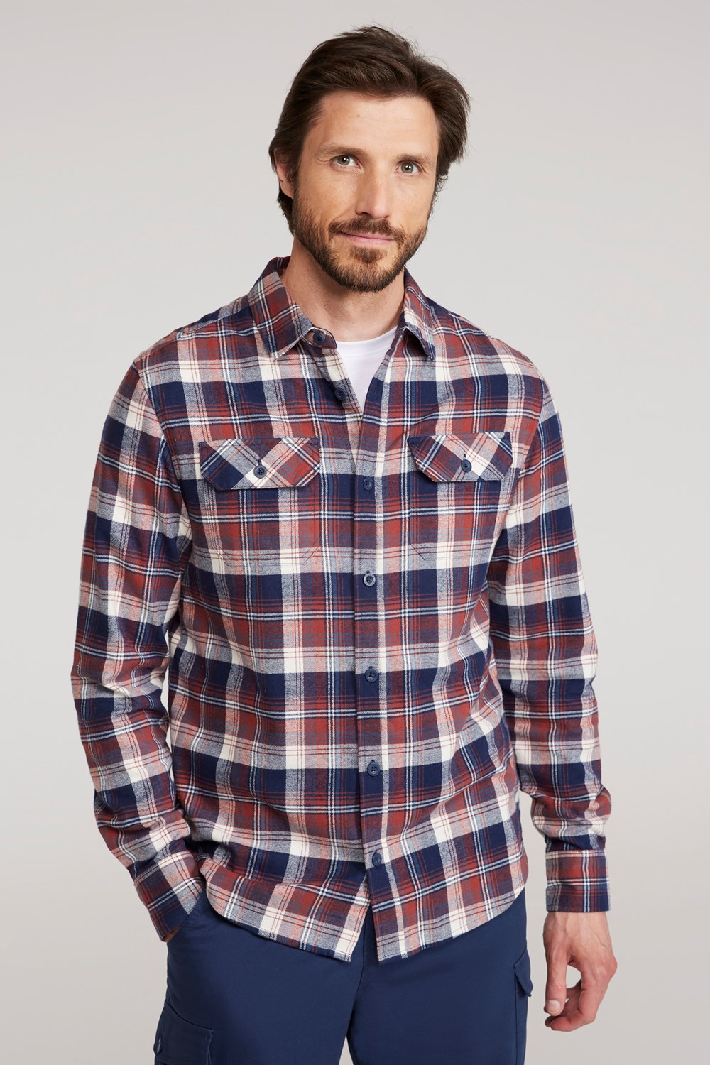Mountain Warehouse Herren Flanell Langarm Hemd 100% Baumwolle Atmungsaktiv - Bild 13 von 316