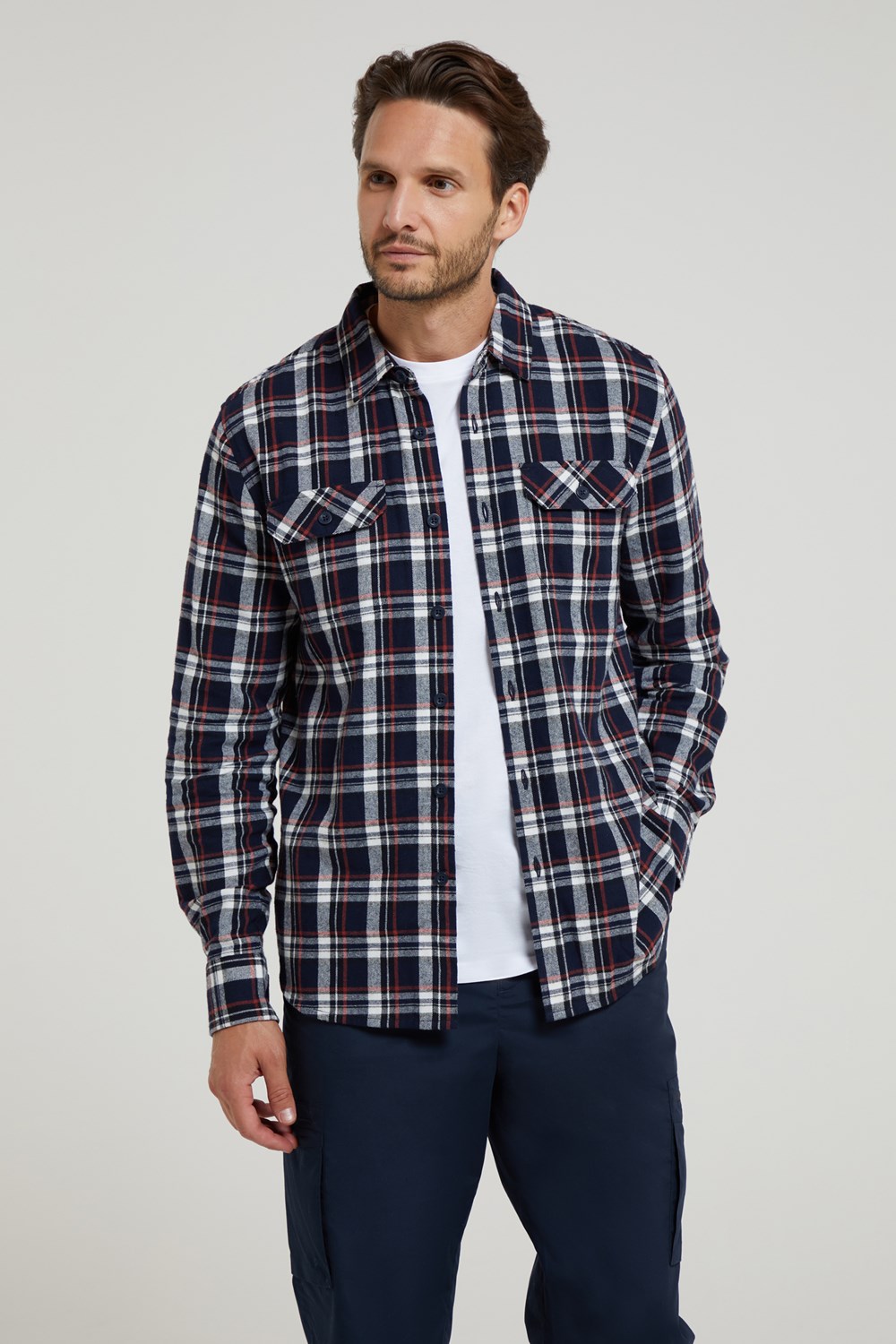 Mountain Warehouse Herren Flanell Langarm Hemd 100% Baumwolle Atmungsaktiv - Bild 37 von 316