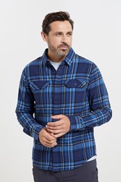 Trace Mens Flannel Long Sleeve Shirt  Dark Blue