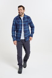 Trace Mens Flannel Long Sleeve Shirt  Dark Blue