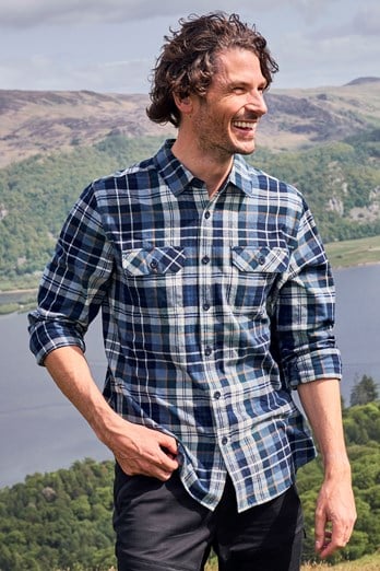 Trace Mens Flannel Long Sleeve Shirt  Light Blue