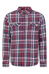 Trace Mens Flannel Long Sleeve Shirt  Navy