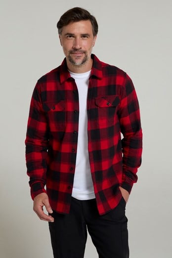 Trace Mens Flannel Long Sleeve Shirt  Red