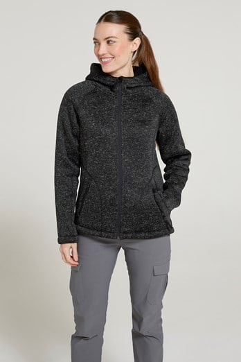 Nevis Womens Fur Lined Hoodie Black