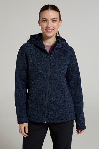 Nevis Womens Fur Lined Hoodie Navy