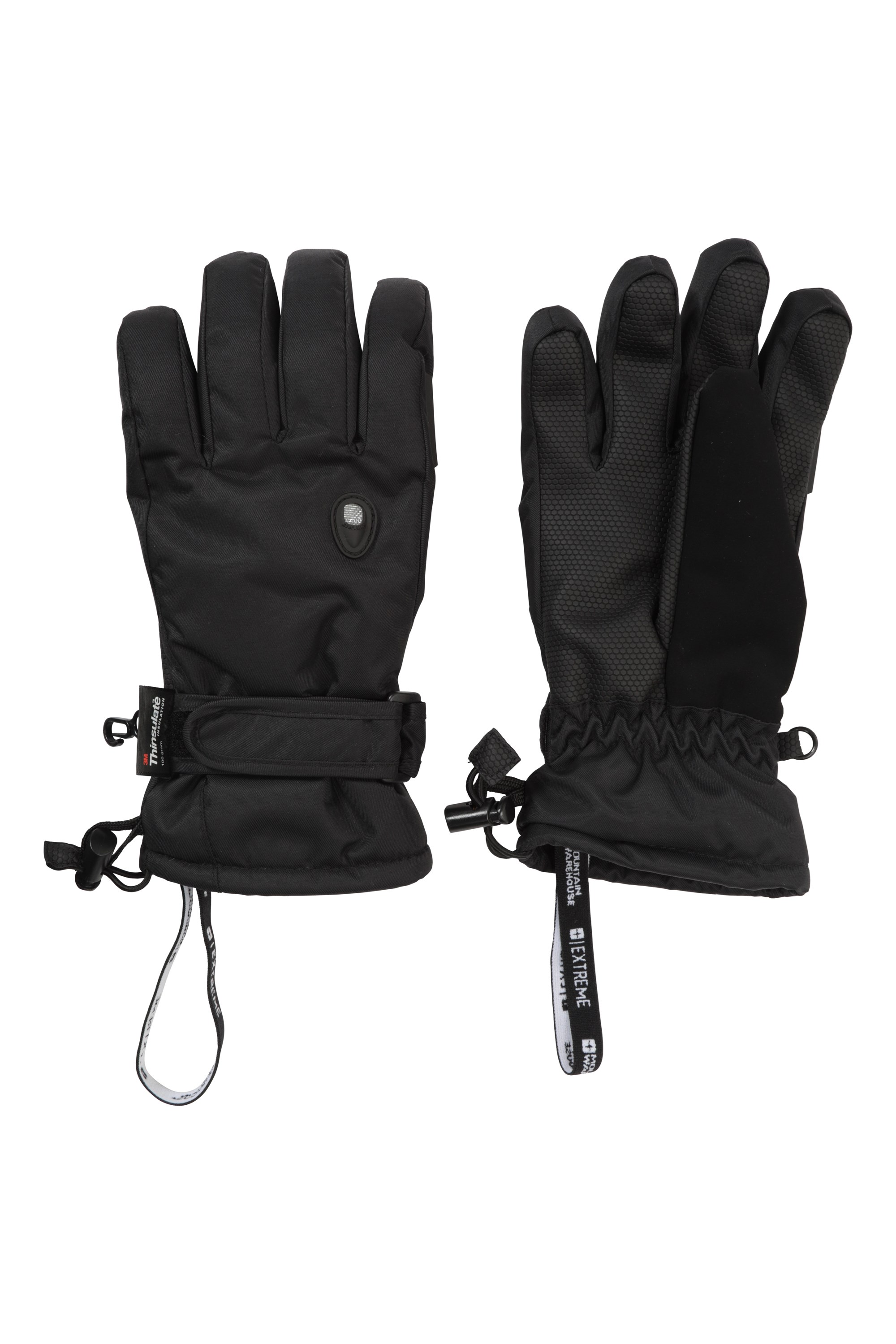 Mountain Warehouse Extreme Waterproof Womens Ski Gloves Nose Wipe in Black 