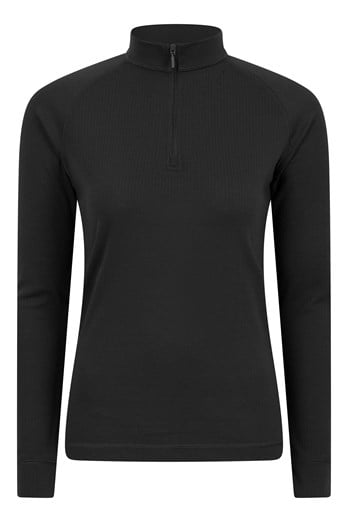 Talus Womens Long Sleeved Zip Neck Top  Black