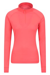 Talus Womens Zip-Neck Thermal Top Bright Pink