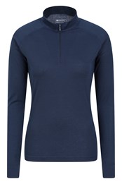 Talus Womens Zipped Turtle Neck Top Navy