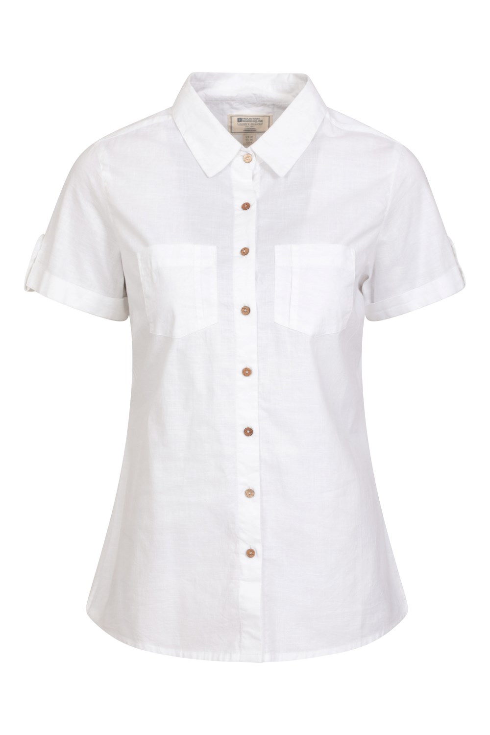Mountain Warehouse Coconut Ladies Shirt 100% Cotton Short Sleeve Zipped ...