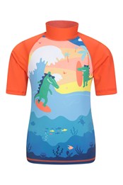 Short Sleeve Kids Printed Rash Vest Marine Blues