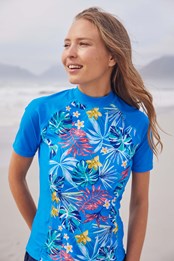 Camiseta Protección Solar Estampada Mujeres Verde Tropical