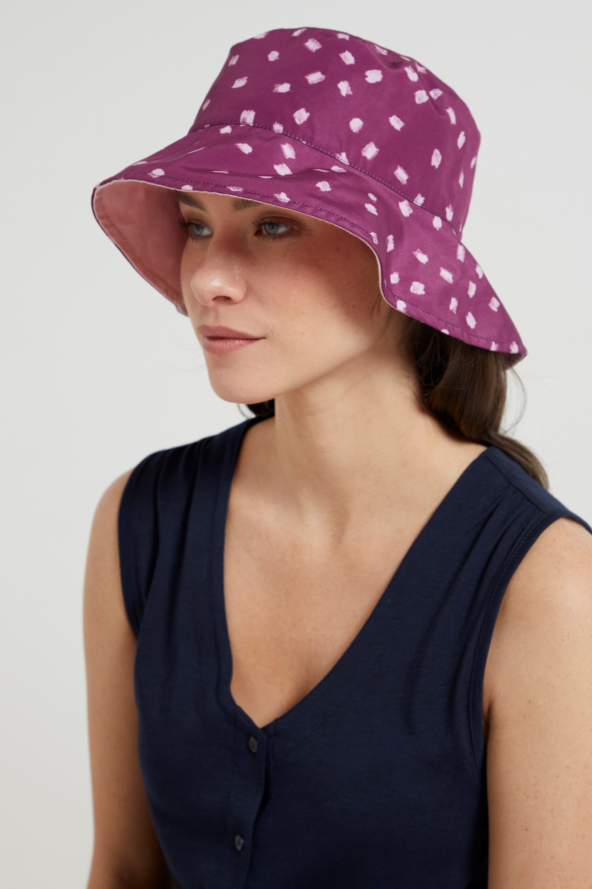 Reversible Womens Printed Bucket Hat - Burgundy
