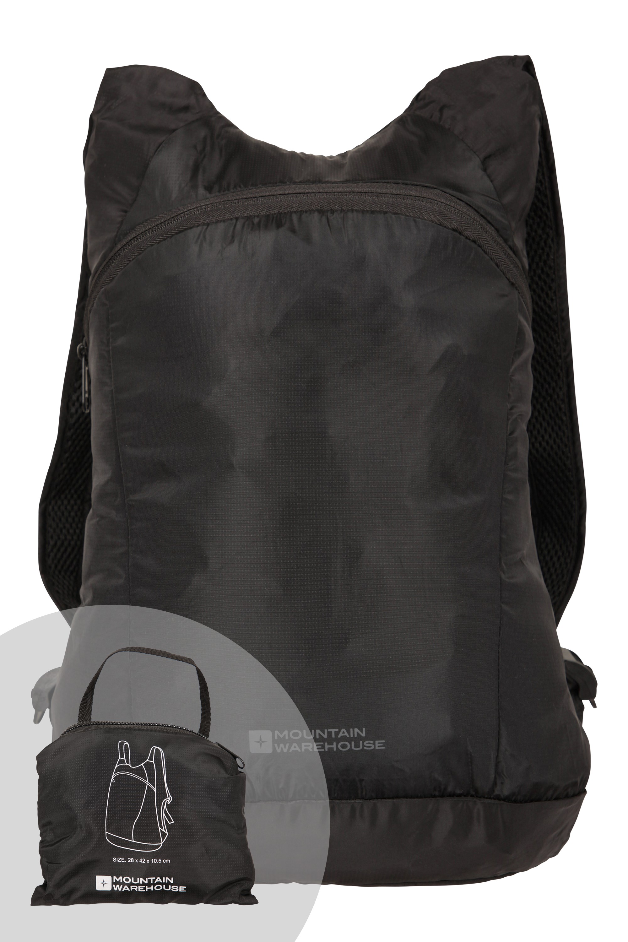 Mountain Warehouse Packaway Backpack Waterproof Travel Rucksack Blac