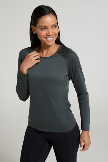 Quick Dry Womens Long Sleeve Top Khaki