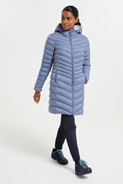 Florence - długa kurtka pikowana damska Niebieski