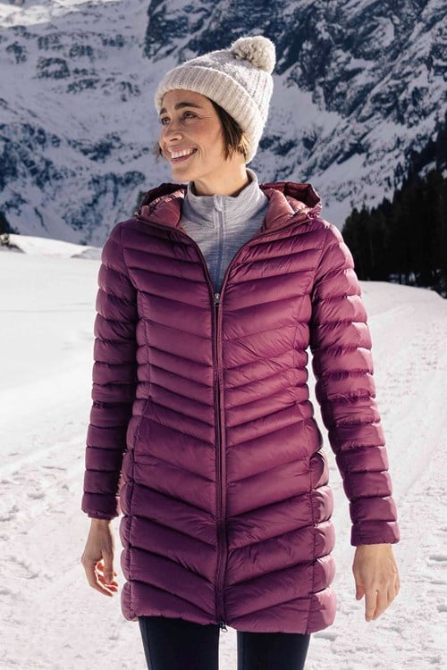 Mountain Warehouse Florence Womens Long Insulated Jacket - Burgundy | Size 4