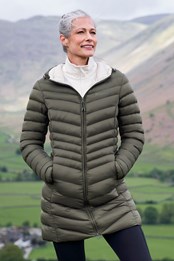 Florence Womens Long Padded Jacket Khaki