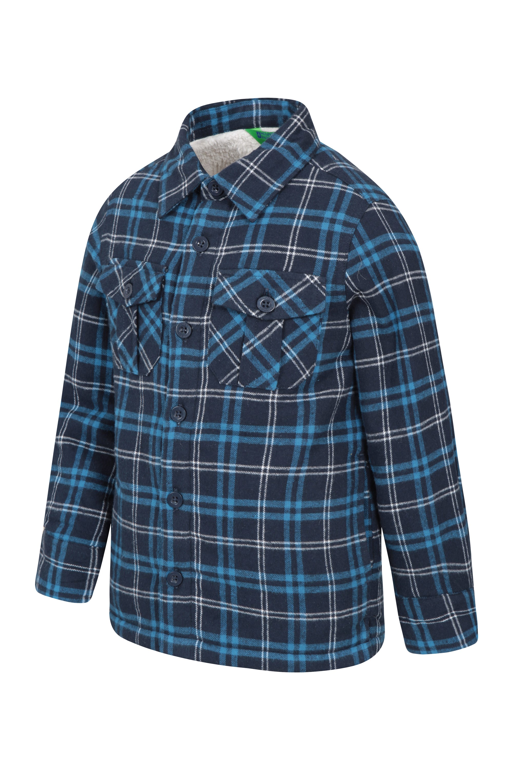 Mountain Warehouse Jackson Youth Shacket for Boy Mix between Flannel Shirt and Jacket with Button Pockets & Trendy Plaid Pattern 100% Cotton Outer & Soft Furry Inside 