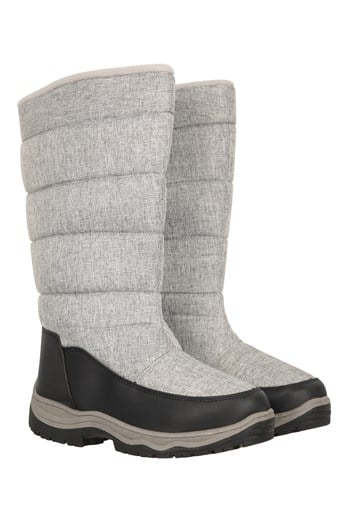 Icey Womens Long Snow Boots Light Grey