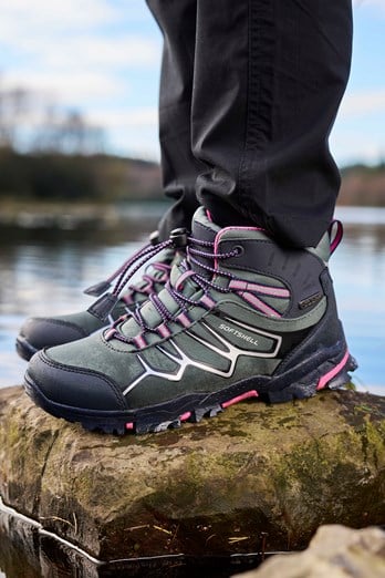 Softshell Kids Waterproof Hiking Boots Khaki