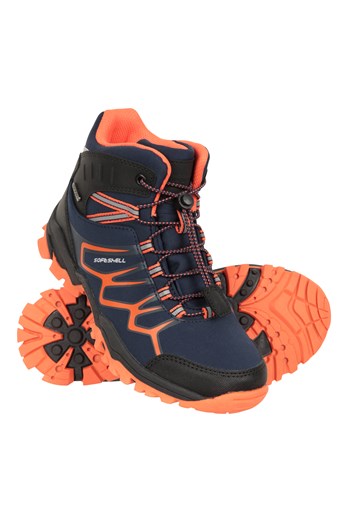 Softshell Kids Waterproof Walking Boots Petrol