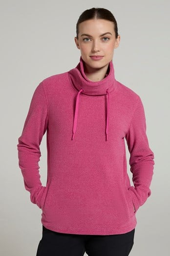 Hebridean Womens Cowl Neck Fleece Dark Pink