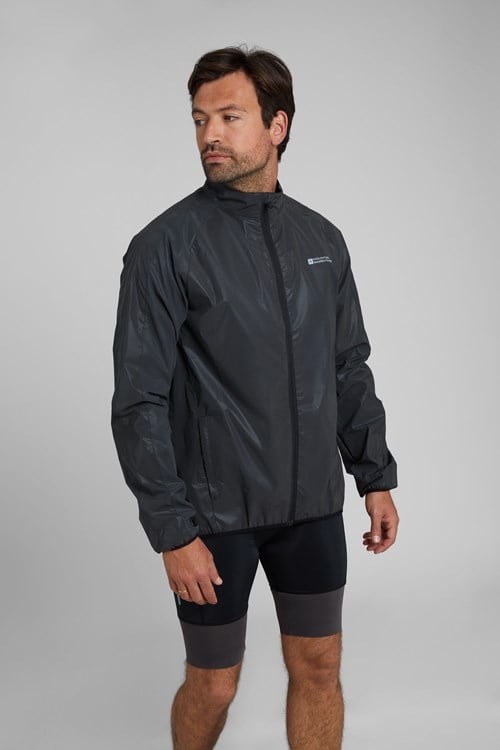 Buy Men's Grey Reflective Lightweight Zipper Jacket Cycling Running Coat at
