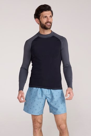Herren UV Rash Vest - Langärmlig Dunkel Grau