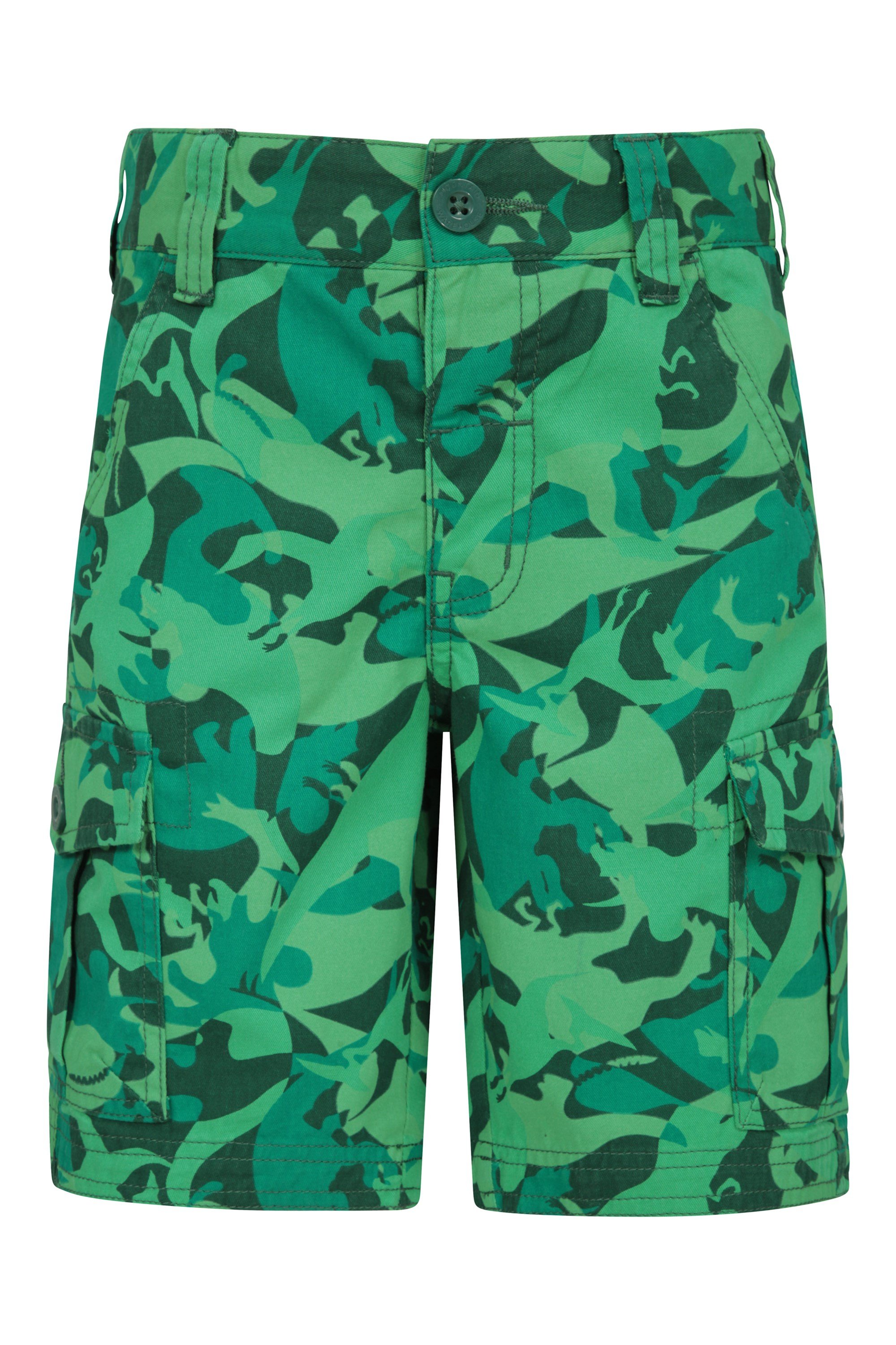 Printed Kids Cargo Shorts - Green