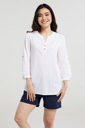 Petra Womens Relaxed Fit 3/4 Sleeve Shirt White