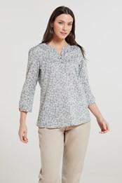 Petra Printed Womens 3/4 Sleeve Shirt Khaki