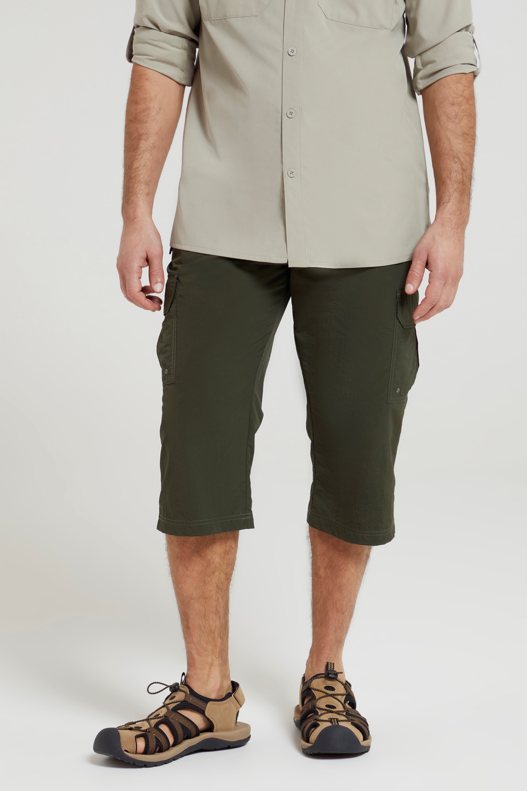 Mens NEW Cargo Shorts Below Knee Long Length 6 Pockets Sizes 30-43 Walk  Pants