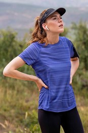 T-Shirt Endurance à Rayures Femmes Bleu Cobalt