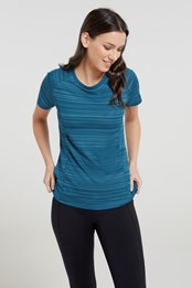 Endurance Damen T-Shirt - Gestreift Aquamarin