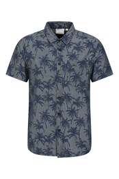  Męska koszula Tropical Printed Niebieski jeansowy